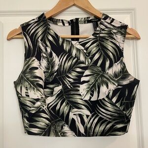 Forever 21 Tropical Leaf Print Crop Top